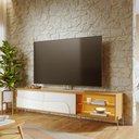 Ver imagem 1 de Rack TV Bancada 220cm 2 Portas de Correr Pé Metálicos c/LED Samira C04 - D'Rossi