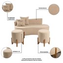 Ver imagem 4 de Conjunto Sofá Curvo Orgânico + 02 Puff Luna Boucle Bege - Montanaris Decor