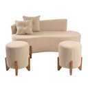 Ver imagem 3 de Conjunto Sofá Curvo Orgânico + 02 Puff Luna Boucle Bege - Montanaris Decor