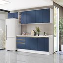 Ver imagem 1 de Armário de Cozinha Completa Garrafeiro 100% Mdf 280cm Branco/azul Profundo Celeste Kappesberg