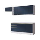 Ver imagem 2 de Armário de Cozinha Completa Garrafeiro 100% Mdf 280cm Branco/azul Profundo Celeste Kappesberg