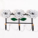 Ver imagem 1 de Cabideiro de Parede Suporte Artesanal 3 Ganchos Flor Branca
