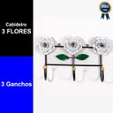 Ver imagem 2 de Cabideiro de Parede Suporte Artesanal 3 Ganchos Flor Branca