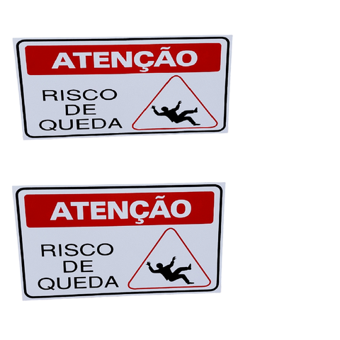 Kit 2 Placa de Sinalização Atenção Risco de Queda 20 X 30 Cm
