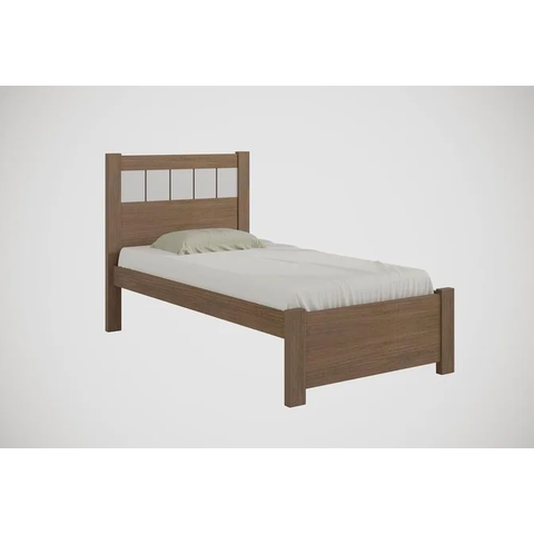 Cama Solteiro Primícia 100%MDF Castanho/Off - D Doro Móveis