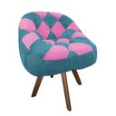 Ver imagem 2 de Poltrona Paloma Escritório Sala Giratória Madeira Suede Azul Turquesa e Suede Pink - Dominic Decor