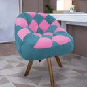 Ver imagem 1 de Poltrona Paloma Escritório Sala Giratória Madeira Suede Azul Turquesa e Suede Pink - Dominic Decor