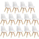 Ver imagem 1 de Conjunto 14 Cadeiras de Jantar Eames Wood Leda Design Estofada - Branco