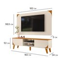 Ver imagem 5 de Kit Rack Bancada e Painel Duna 2 Portas Deslizantes Pés de Madeira - Pallazio Cor Cinamomo e Off