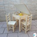 Ver imagem 3 de Conjunto de Mesa Baú com 4 Cadeiras Infantil de Madeira Maciça Resistente