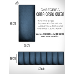 Kit 8 Módulos Cabeceira de Cama Box Casal Queen Estofada  1,60mx45cm - 4