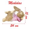 Coelho Fêmea de Páscoa Deitada Decoração Enfeite Coelhinho 24cm - 4