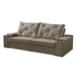 Sofá Retrátil Reclinável 3 Lugares 2,00m com Porta Copos e Usb Helena Suede Capuccino Adonai - 6
