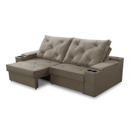 Sofá Retrátil Reclinável 3 Lugares 2,00m com Porta Copos e Usb Helena Suede Capuccino Adonai - 7