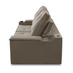 Sofá Retrátil Reclinável 3 Lugares 2,00m com Porta Copos e Usb Helena Suede Capuccino Adonai - 9