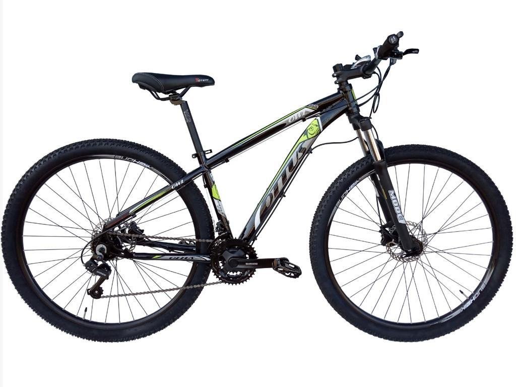 BICICLETA ARO 29 OTTUS 21V CÂMBIO SHIMANO MTB FREIO DISCO PRETO+VERDE:17 - 1