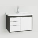 Ver imagem 2 de Gabinete para Banheiro Unik 80cm com Pia Lavatorio Suspenso Fimap Montado Grafite Branco