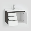Ver imagem 3 de Gabinete para Banheiro Unik 80cm com Pia Lavatorio Suspenso Fimap Montado Grafite Branco
