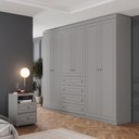 Ver imagem 1 de Conjunto Quarto Casal Guarda Roupa 6 Pts e 2 Mesas Cabeceira Americano Henn