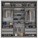 Ver imagem 4 de Closet Casal Tunísia R02 Urbe 4 Gavetas 9 Prateleiras MDF 208cm Cinza Lyam Decor