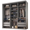 Ver imagem 1 de Closet Casal Tunísia R02 Urbe 4 Gavetas 9 Prateleiras MDF 208cm Cinza Lyam Decor