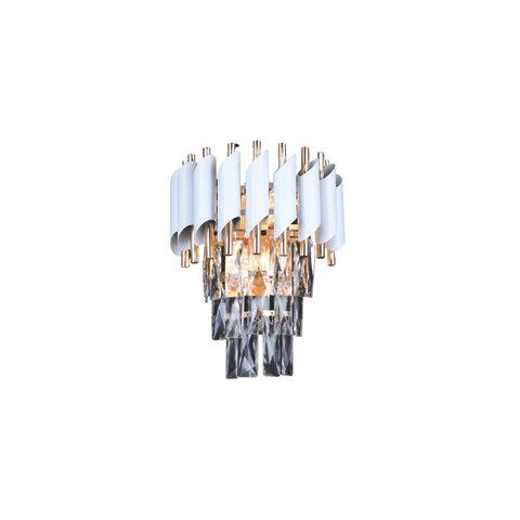 Arandela Metal Branca Cristal 25x31cm