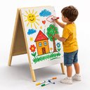 Ver imagem 6 de Quadro Branco Duplo Cavalete Yeet Lousa MDF Junges 38x62cm Expositor Portátil Branco