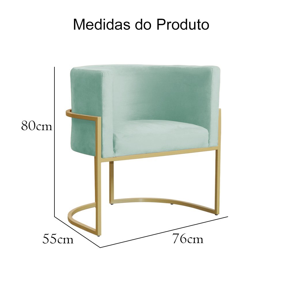 Cadeira Luna para Penteadeira Base de Metal Dourada Veludo Acqua - Wed Decor - 7