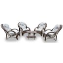 Ver imagem 1 de Conjunto de Poltronas Fibra Sintética Cappuccino Pequim - 4 Poltronas + 1 Mesa Centro - Tecido Duna 