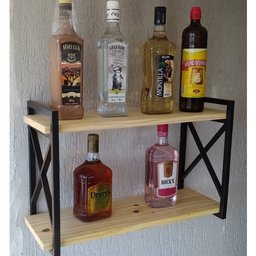 Prateleira decorativa kit 2 suporte estilo industrial com madeiras - 4