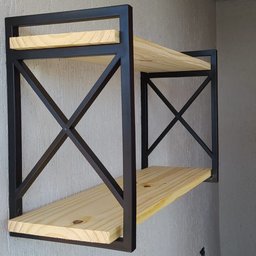 Prateleira decorativa kit 2 suporte estilo industrial com madeiras - 3