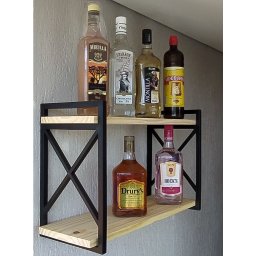 Prateleira decorativa kit 2 suporte estilo industrial com madeiras - 1