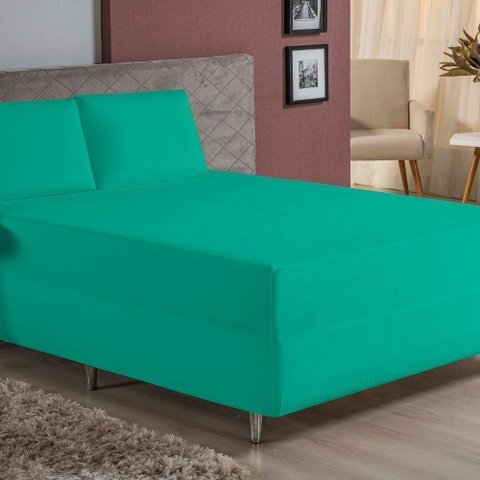 Jogo de Cama Casal Nobre 3 Peças Luva de Box 55cm de Altura Malha 100% Algodão - Jade
