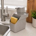 Ver imagem 3 de Kit Organizador para Pia de Cozinha 2 Peças Cinza Canelado Prime Porta Detergente e Lixeira 3 Litros
