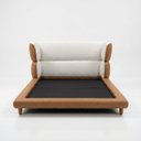 Ver imagem 1 de Conjunto Cama Japonesa Queen Cabeceira Alta Estofada Curva Boucle Courino Premiun Luxo Desing Unico