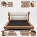 Ver imagem 3 de Conjunto Cama Japonesa Queen Cabeceira Alta Estofada Curva Boucle Courino Premiun Luxo Desing Unico