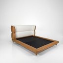 Ver imagem 4 de Conjunto Cama Japonesa Queen Cabeceira Alta Estofada Curva Boucle Courino Premiun Luxo Desing Unico
