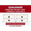 Ver imagem 2 de Kit 2 Mesas de Cabeceira Suspensas 30cm com 2 Gavetas MDF 15mm Off White Mesa de Cabeceira Já Montad