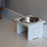 Comedouro Elevado Pet Gato Mdf Simple - Inox - 1