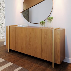 Buffet Aparador com 4 Portas 160x79cm Copacabana Freijó Dourado