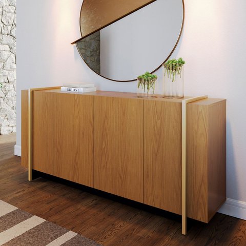 Buffet Aparador com 4 Portas 160x79cm Copacabana Freijó Dourado