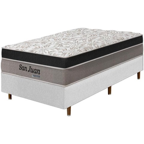 Cama Box Branca + Colchão Solteiro King San Juan Molas Ensacadas Pillow Paparazzi 96x203x72cm