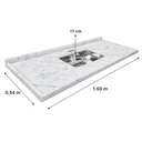 Ver imagem 2 de Pia de Mármore Branco 1,60m com Cuba em Inox 1,60 x 0,54m:Branco