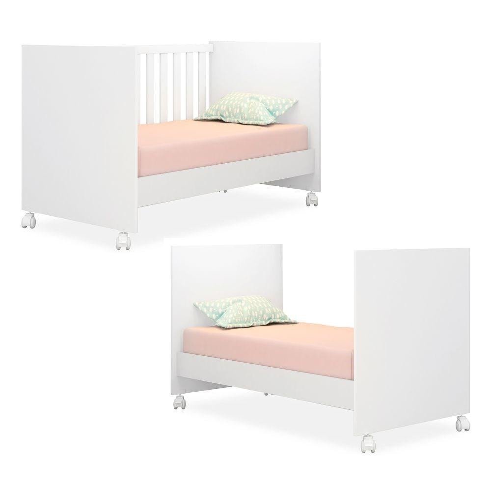 Quarto Infantil Completo Elisa com Guarda Roupa 4 Portas, Cômoda 1 Porta e Berço 2 em 1 Branco - Pho - 5