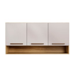 Armário Aereo 3p New Master Mdf Arte Móveis Cinamomo/ Off White - 5