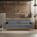 Ver imagem 1 de Sofá Living Valência 2,20mt C/base Madeira- Espuma 8 Cm C/ 2 Almofdas Cinza - Estofado Pérola