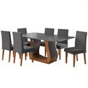 Ver imagem 1 de Mesa de Jantar 6 Lugares Amarena Mel/cinza/veludo Cinza - Viero Móveis