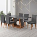 Ver imagem 2 de Mesa de Jantar 6 Lugares Amarena Mel/cinza/veludo Cinza - Viero Móveis