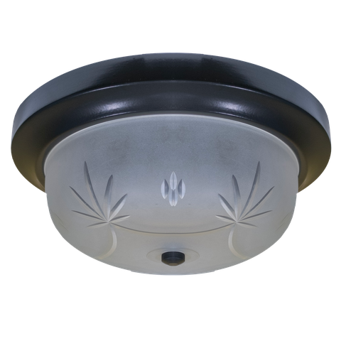 Plafon Aluminio Sol para 2 Lampadas Bacia de Vidro Lapidada:lapidado/preto/110/222