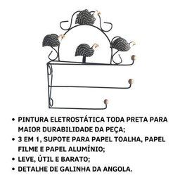 Paneleiro Escorredor Rústico e Porta Papel Toalha em Ferro:angola - 5
